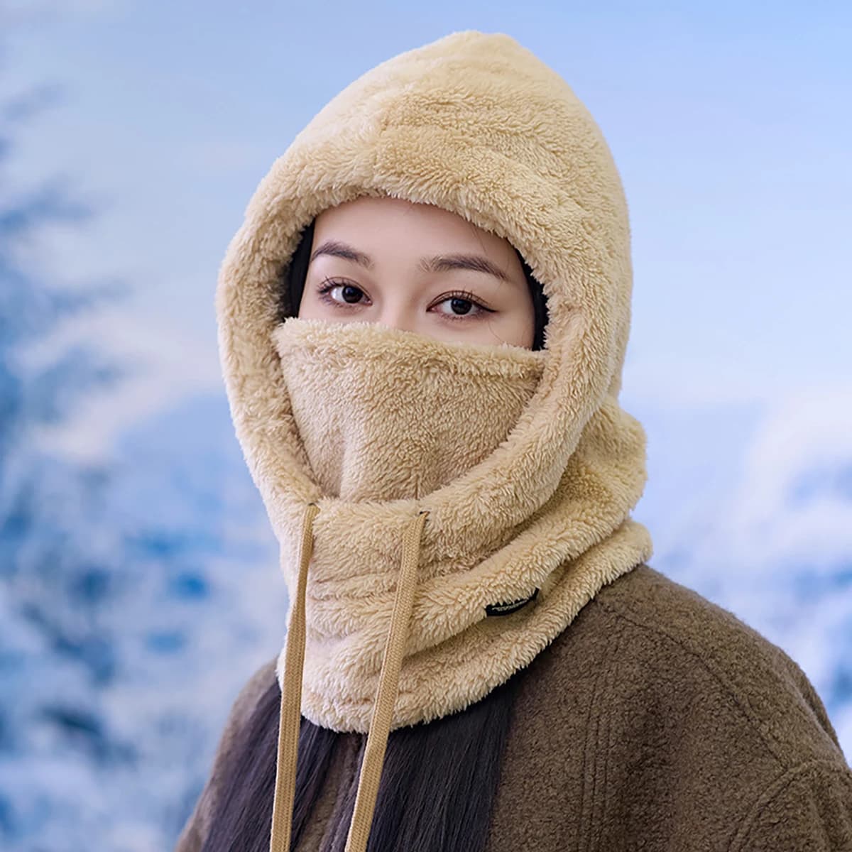 Warm Thermal Windproof Balaclava Ski Hood Motorcycle Face Cover Polar Fleece Caps Adjustable Cycling Neck Cover Mask Hats Winter