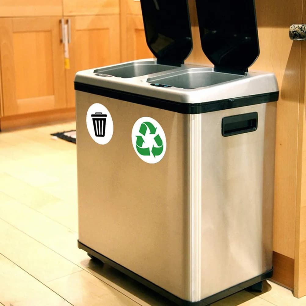 3Sets Garbage Recycling Stickers PVC Waterproof Wear Resistant Self Adhesive Decals for Trash Cans Bins Containers Promote Waste