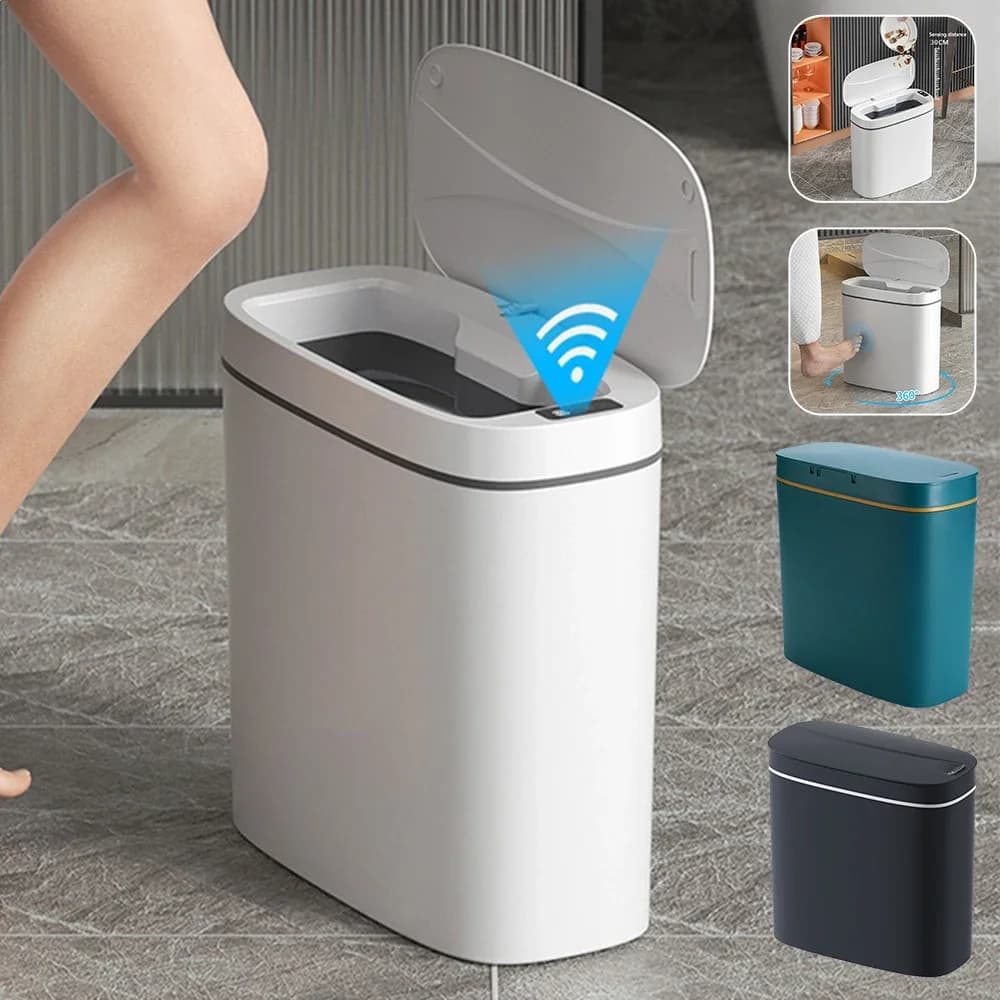 12/14/16L Sensore Automatico Pattumiera Cestino Spazzatura Bagno Intelligente Pattumiera Stretta Intelligente Touchless Bidone della Spazzatura per la Casa