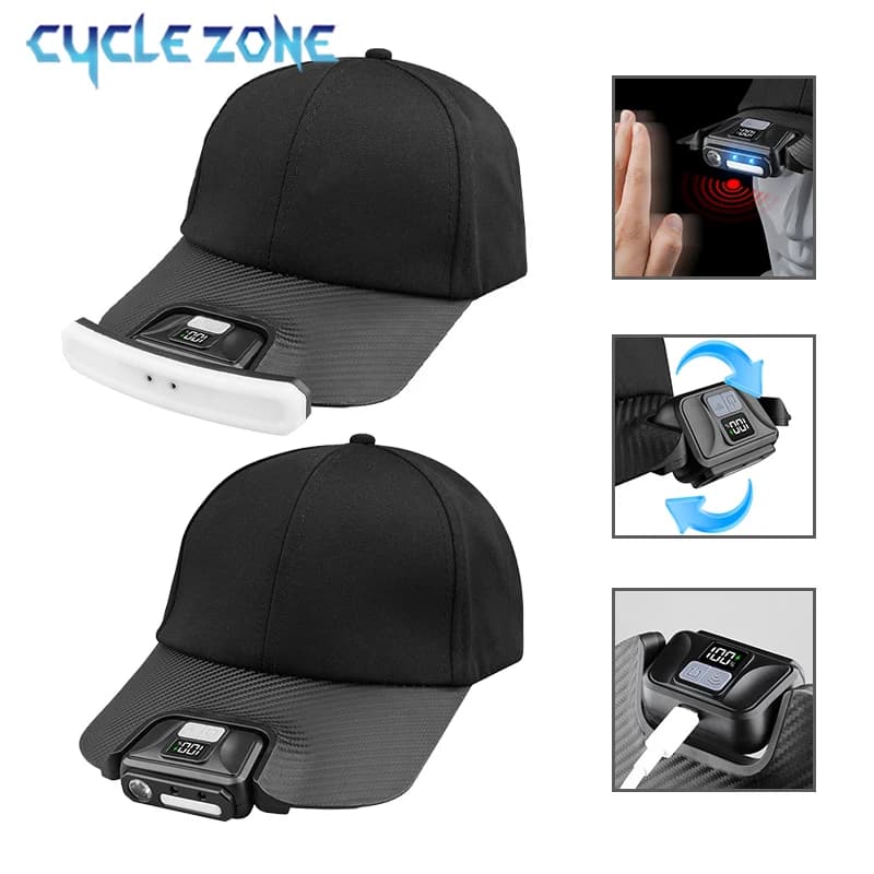 Cappellino da Baseball LED Ricaricabile con Display Digitale e Sensore di Movimento per Ciclismo e Corsa Notturna all'Aperto