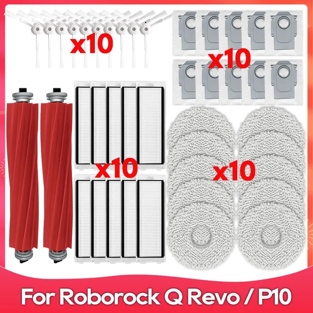 Compatibile per Roborock Q Revo / P10 / A7400RR Aspirapolvere Robot Spazzola Principale Laterale Filtro Panni per Mop Straccio Sacchetto per la Polvere Pezzo di Ricambio Accessorio