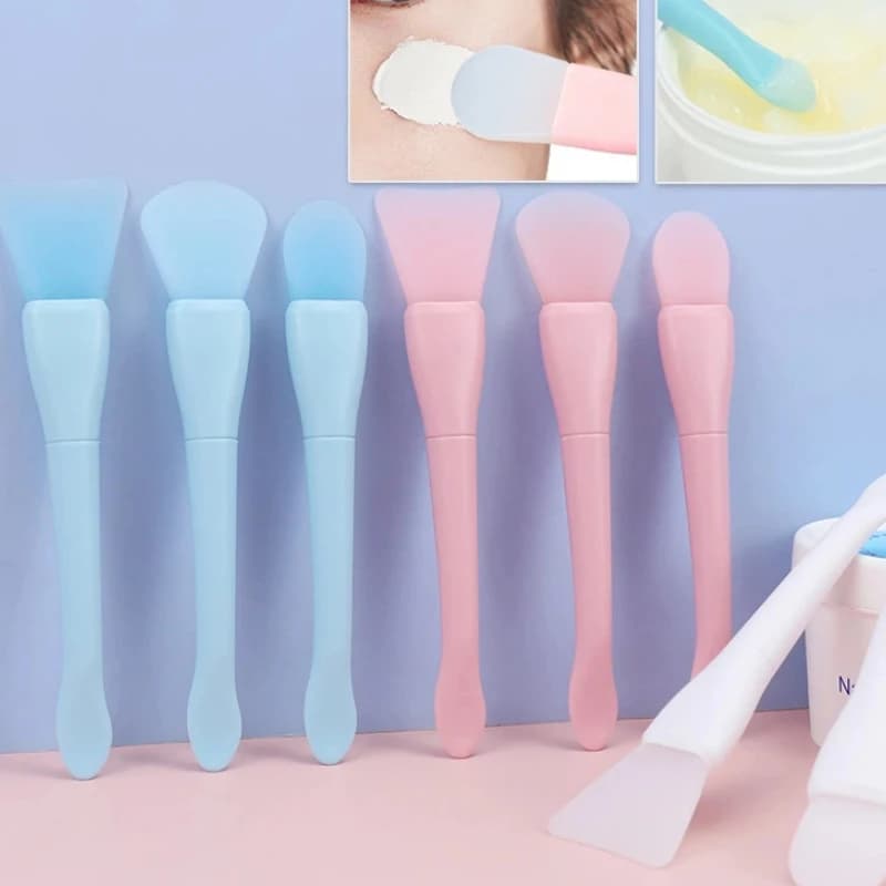Set di 3 Pennelli per Maschera Viso a Doppio Uso, Spatola in Silicone Morbido Riutilizzabile per Pulizia del Viso, Pennelli Speciali per Maschere Fai-da-Te, Strumenti per la Cura della Pelle