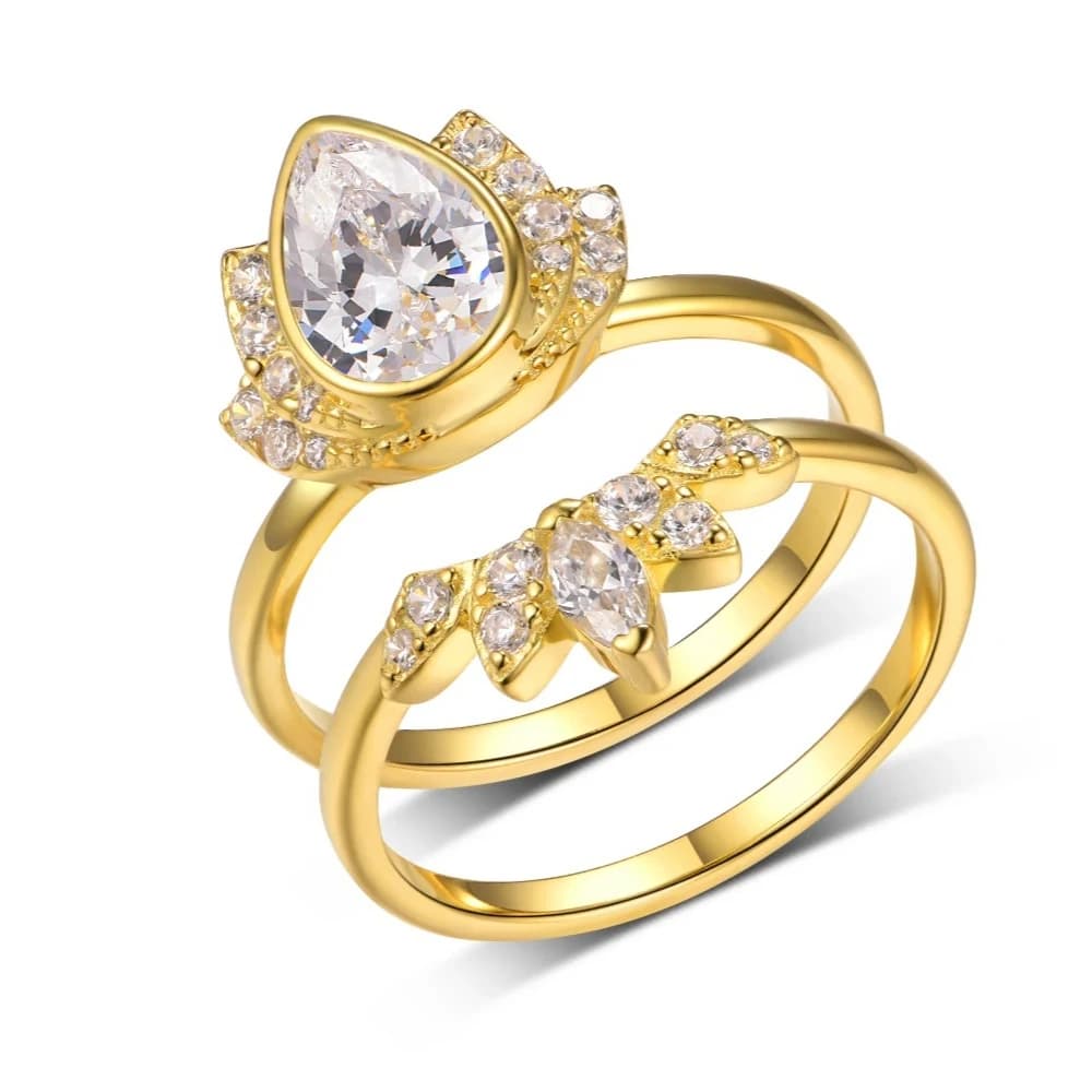 Anello in argento sterling S925 con goccia d'acqua 1,5 CT Moissanite Set gioielleria raffinata placcata in oro 18 carati adatto per regali di compleanno