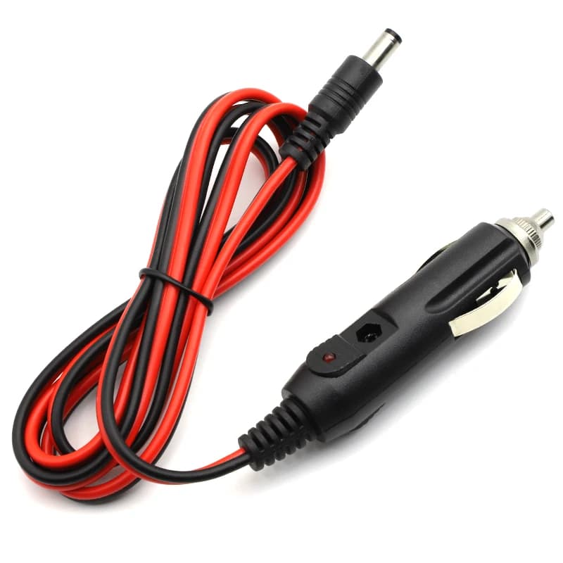 DC5521/5525 Linea di collegamento cavo universale per presa accendisigari maschio 12V 5A con luce LED per cavo di alimentazione caricabatteria per auto 1,2 M