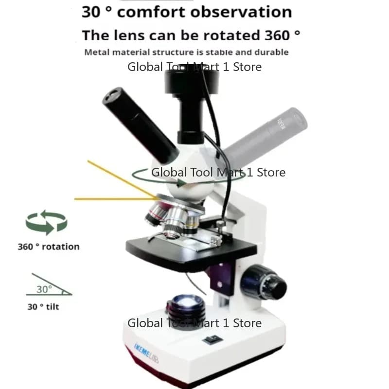 Microscopio Elettronico da Laboratorio e Scolastico con Schermo, Microscopio Digitale per Studenti, Microscopio Biologico Binoculare