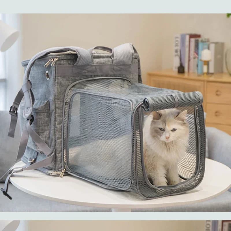 Zaino per Animali Domestici Pieghevole e Traspirante, Borsa da Trasporto per Cani e Gatti, Resistente e Comoda per Viaggi all'Aperto, Zaino Morbido per Animali