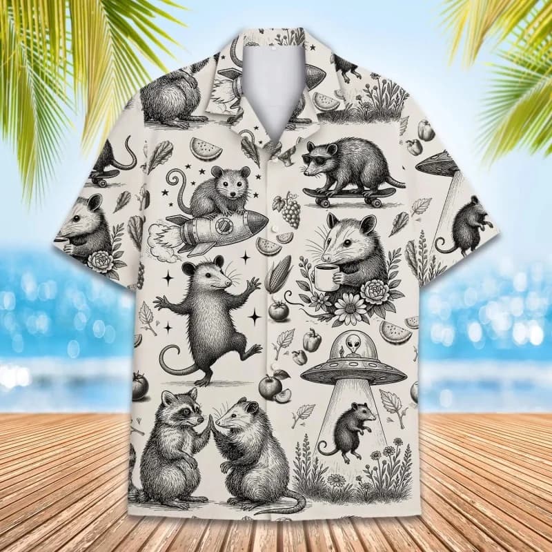 Camicia hawaiana con grafica torta di gatto carino per uomo Divertimento birra Stampata in 3D Manica corta Estate Allentata Street Aloha Camicie Camicette con risvolto