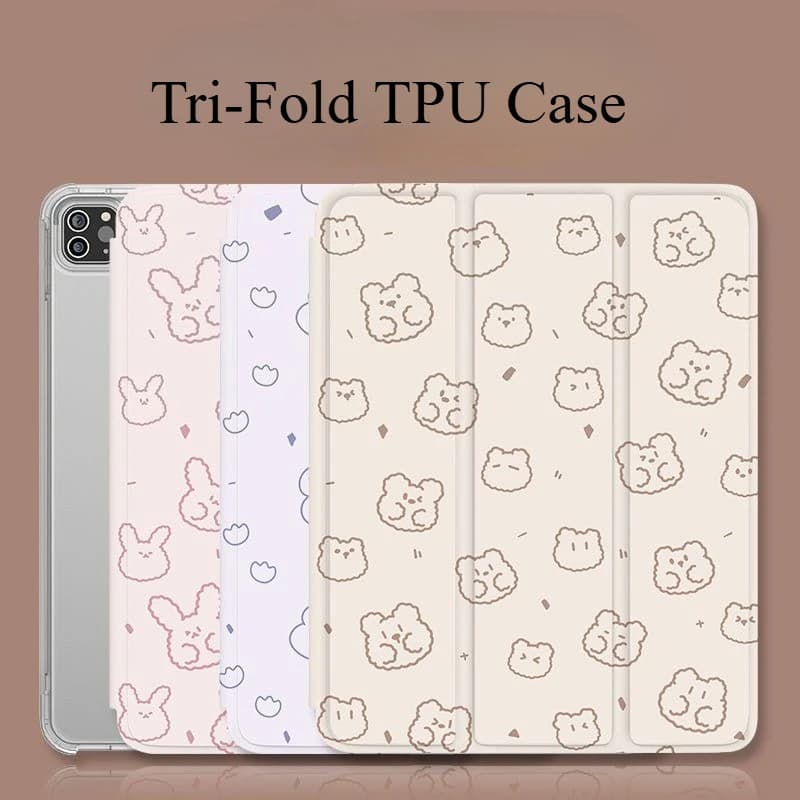 Pencil Slot Funda Case for IPad Mini6 8.3 Pro 11 2nd 3rd 4th IPad Air 5th Generation Case 10.2 7th 8th 9th Gen Cartoon Cute Bear