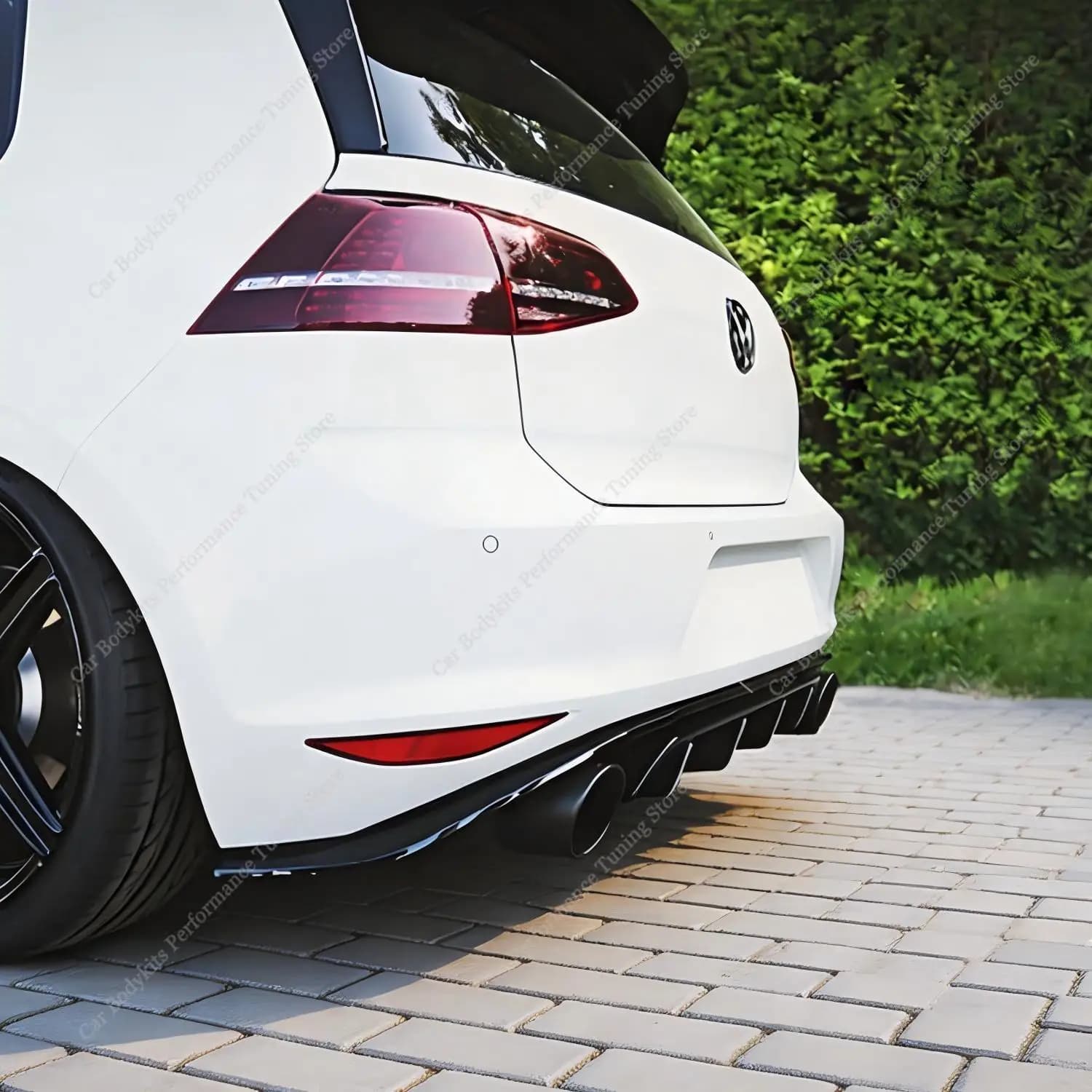 For VW Golf MK7 MK7.5 GTI GTD GTE 2013-2019 4-Door Hatchback Gloss Black ABS Rear Bumper Diffuser Lip Splitters Bodykits Tuning