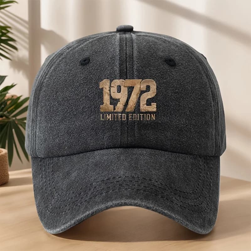 1972 Vintage Print Baseball Cap Classic Washed Distressed Duckbill Hat Outdoor Leisure Sports Streetwear Vacation Camping Sun Ha