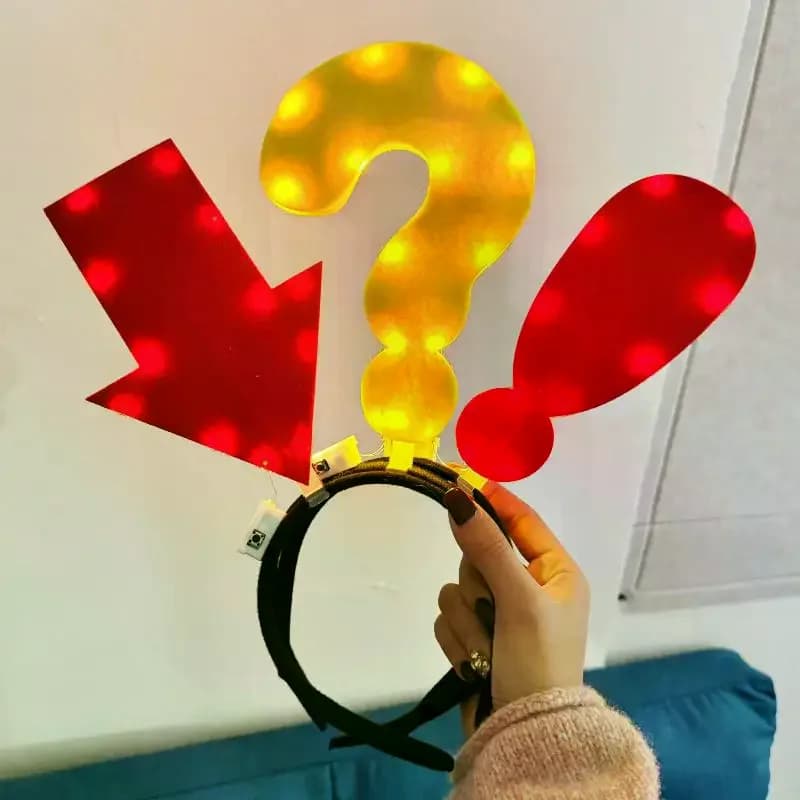 Funny Question Mark Hair Band Unique Arrow Light Headband Christmas Favors Girl Headgear Holiday Hair Hoop Costume Headpiece