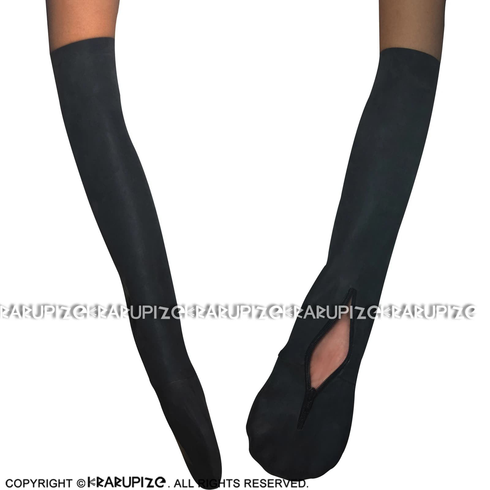 Guanti da Boxe Lunghi in Latex Nero Sexy con Cerniere, Guanti in Gomma Taglia Extra Large 1.0MM 071