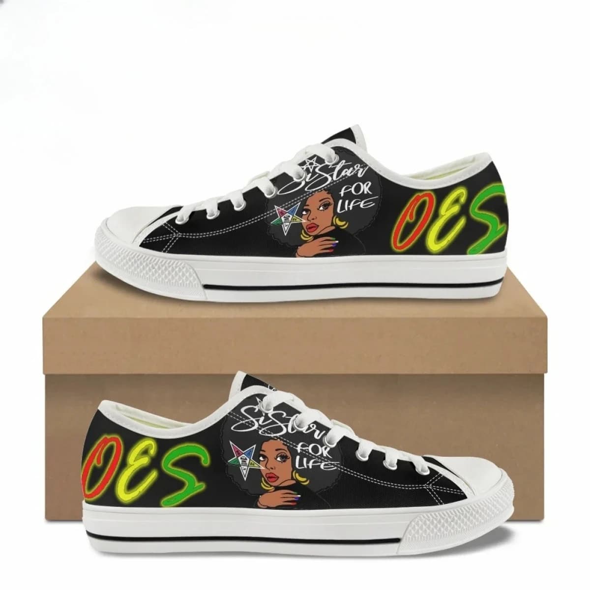 Scarpe basse in tela da donna, nuove e di tendenza, con stampa OES Ordine della Confraternita della Stella d'Oriente, scarpe casual piatte da donna, sneakers stringate
