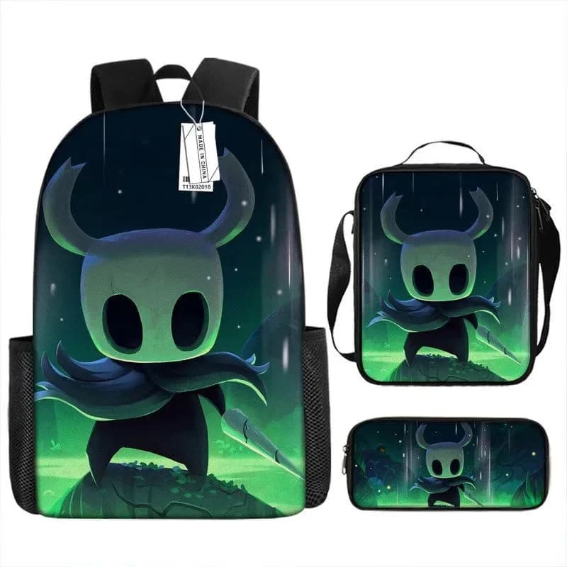 Trendy Popular Hollow Knight 3D Print 3pcs/Set Student School Bags Laptop Daypack Backpack Crossbody Lunch bag Pencil Case