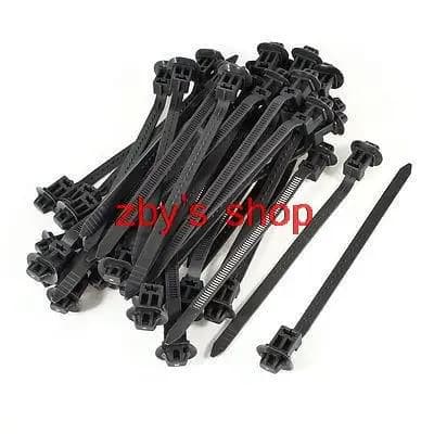 40 Pcs 150mm x 8mm Black Nylon Push Mount Cable Wire Cord Zip Ties Straps