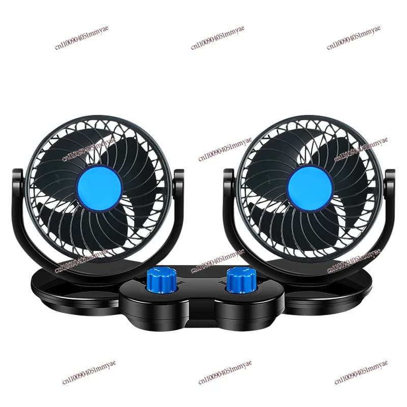 Ventilatore elettrico per auto a doppia testa, formato grande, doppio controllo, 12V/24V USB