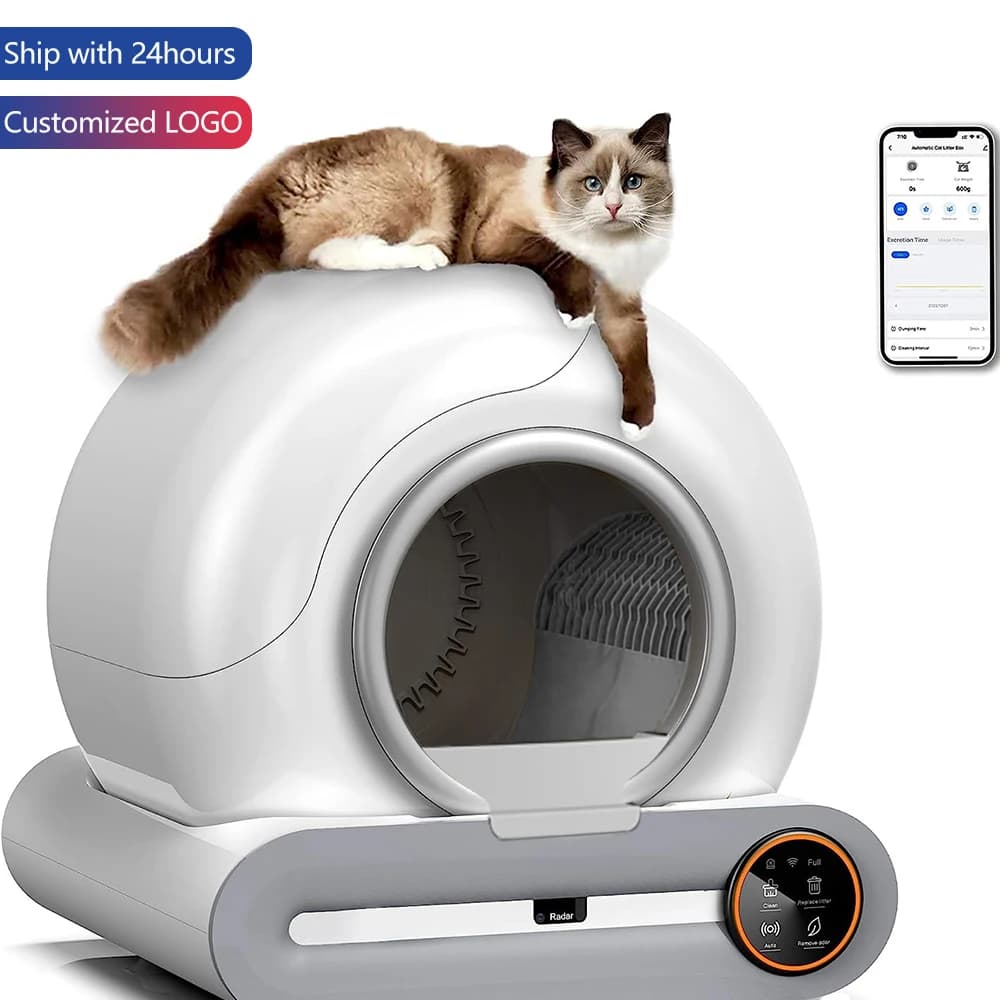 Lettiera automatica per gatti da 65 litri, controllo intelligente dell'app, lettiera autopulente, lettiera per gatti completamente chiusa
