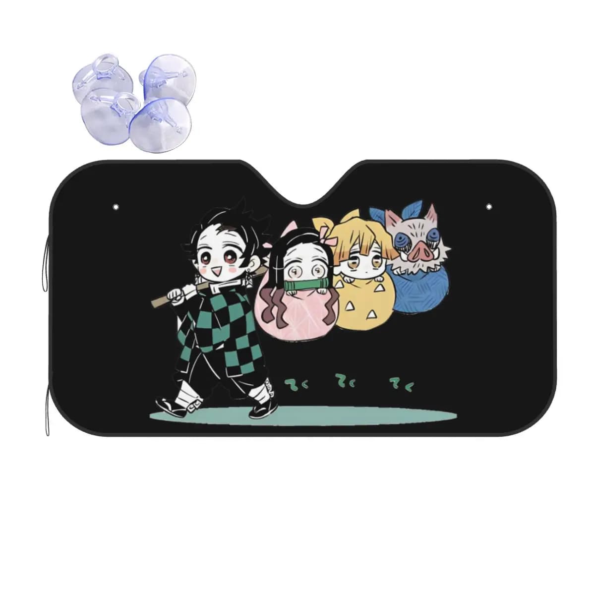 Cute Demon Slayers Parabrezza Parasole 76x140 cm Demon Slayer Anime giapponese Nezuko Foglio di alluminio Visiera parasole Riflettore di calore
