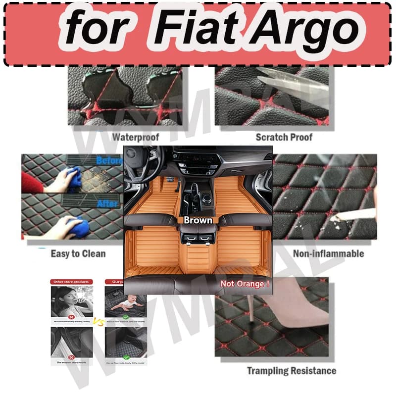 LUSSO Custom Artificial Leather Car Car Mat for Fiat Argo 2020 2021 2022 Protect your vehicle's internal accessory