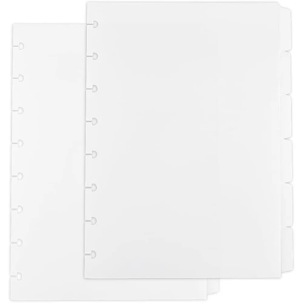 12 fogli 8 divisori per schede A5 a 6 schede divisori per raccoglitori A5 divisori bianchi pagine indice per pianificatore rilegato a disco per notebook 8.3X.6.2"