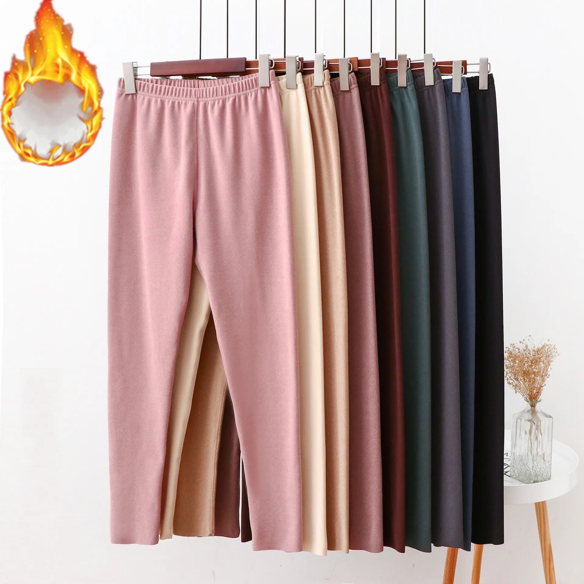 Pantaloni termici taglie forti da donna Leggings intimi lunghi a vita alta con fodera in pile double face senza cuciture
