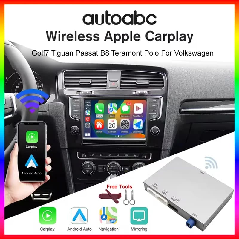 AUTOABC Wireless CarPlay Android Auto Radio for Volkswagen VW Golf 7 2013-2017 Original Screen Upgrade Module With MIB1/MIB2