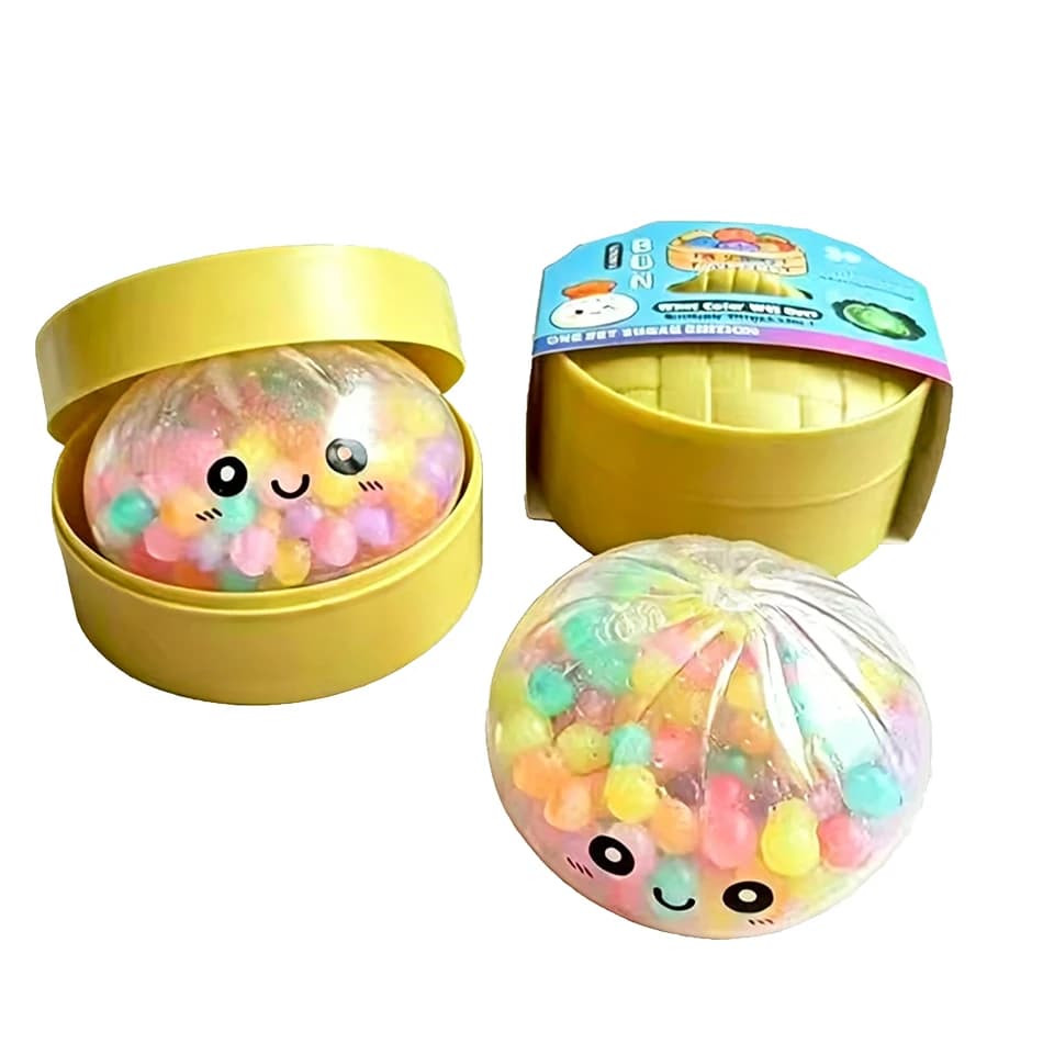 Hot Colorful Bubble Dumpling Squeeze with Steamer Soft TPR Dough Ball Decompression Fidget Toy Funny Creative Bun Dumpling New