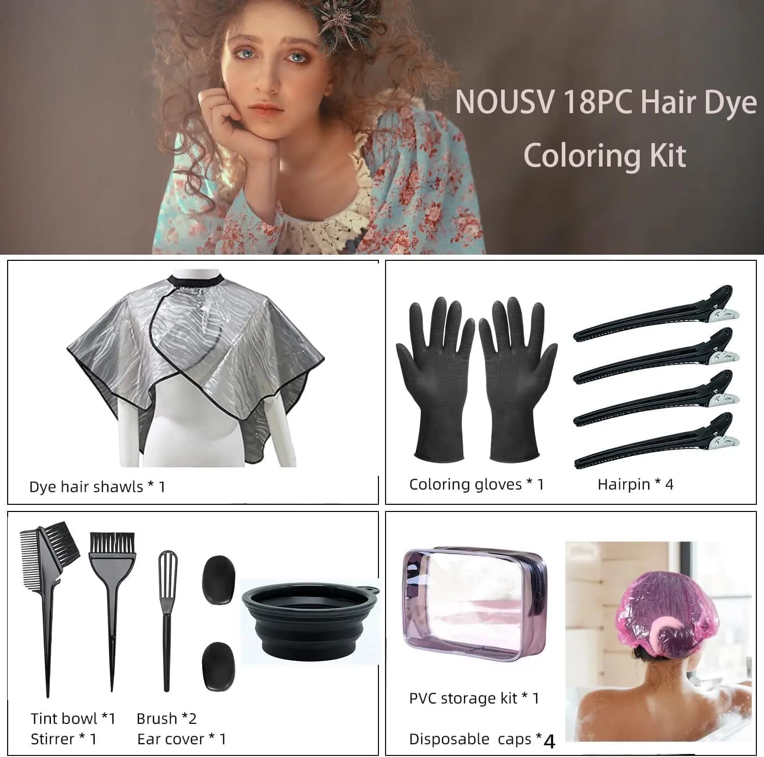 Fai-da-Te Hair Coloring Kit with Tools, Set of 16 Pieces Includes Mixing Bowl, Mantella, Brushes, Earring Covers, for a Safe and Disorderless Application