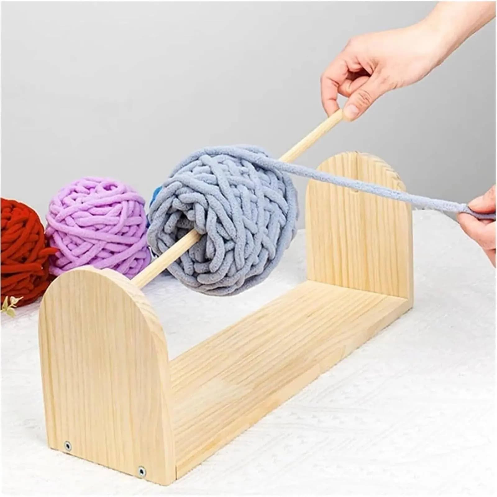 Porta Rocchetti per Filati in Legno, Anti-Nodo, Robusto, con Rotazione Uniforme, per Artigiani e Crochetisti