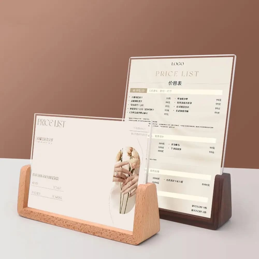 Walnut Wood Acrylic Photo Frame Transparent Acrylic U Shape Design U Shape Picture Frame Beech Wood Desktop Standing