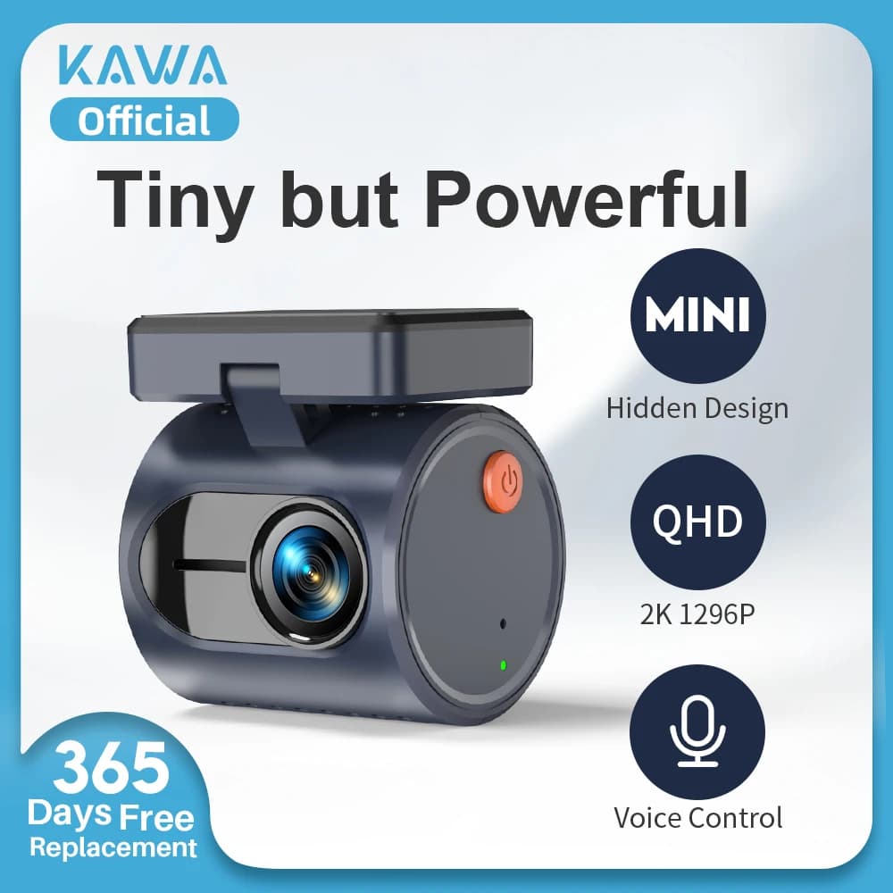 2K Dash Camera DVR KAWA MINI 3 Piccola Dash Cam Videoregistratore Controllo vocale di emergenza Visione notturna WiFi APP Monitor dashcam