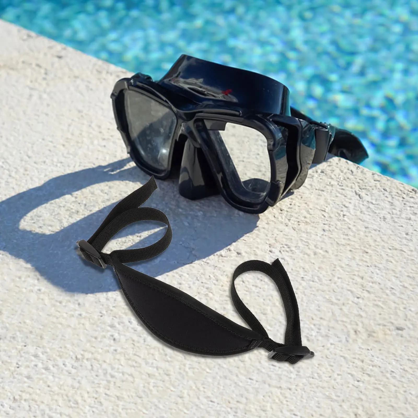 Cinturino per Maschera Subacquea Nero Ispessito con Fibbia Regolabile, Protezione per Capelli per Immersioni e Snorkeling, Copri Cinturino per Occhialini da Nuoto