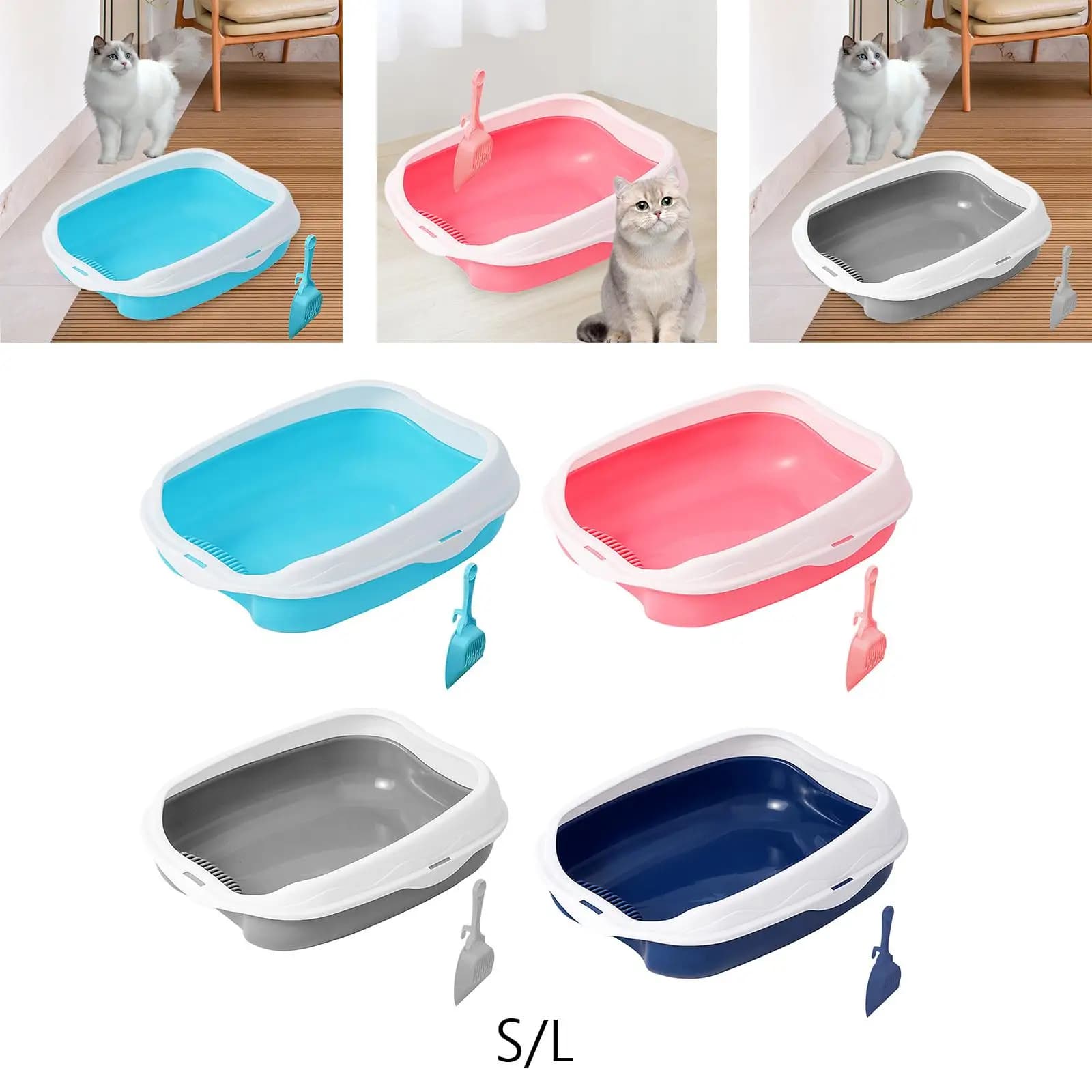 Toilette per vasino per gatti Contenitore per sabbia facile da pulire Vassoio per lettiera durevole per animali domestici Padella per lettiera per gatti da interno Piccoli animali