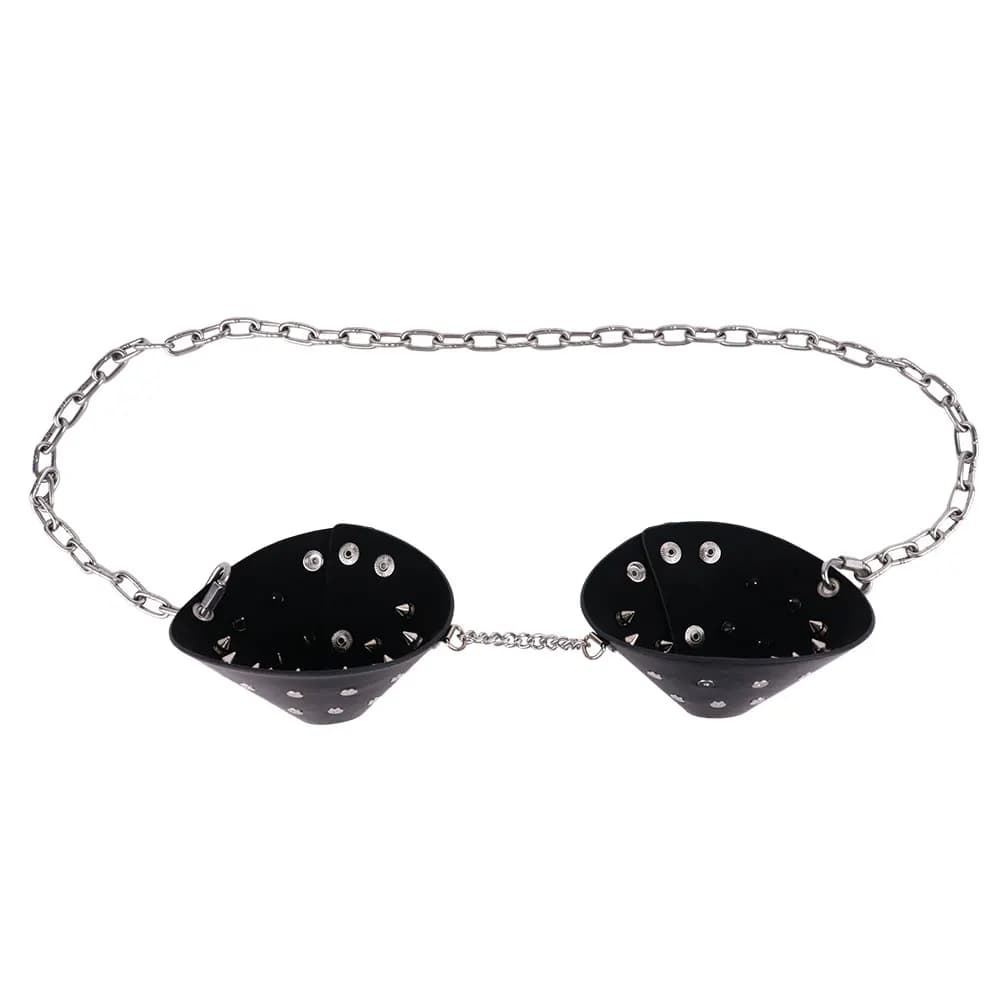 DOGLOV Chest Bondage Female Wearable Nipple Pointed rivets Stainless Steel chains Bondage Breast Restrict BDSM Erotic Gadgets