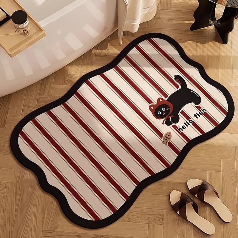 VIKAMA Tappetino da bagno a forma di cartone animato, carino, assorbente, antiscivolo, ad asciugatura rapida, decorazione per la porta d'ingresso