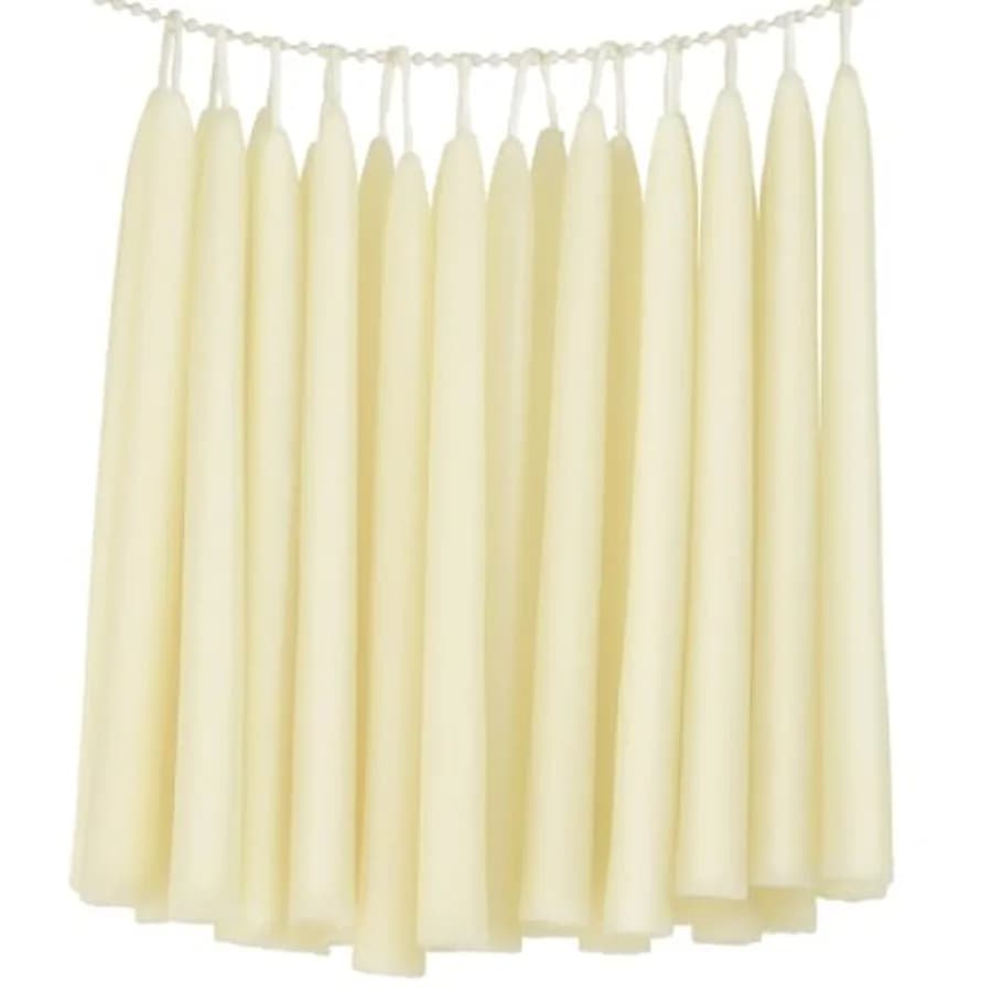 Confezione da 24 Candele a Cono in Cera d'Api Naturale, Altezza 25 cm - Candele Senza Gocciolamento, 100% Pura Cera d'Api, Durata di Combustione 8 Ore