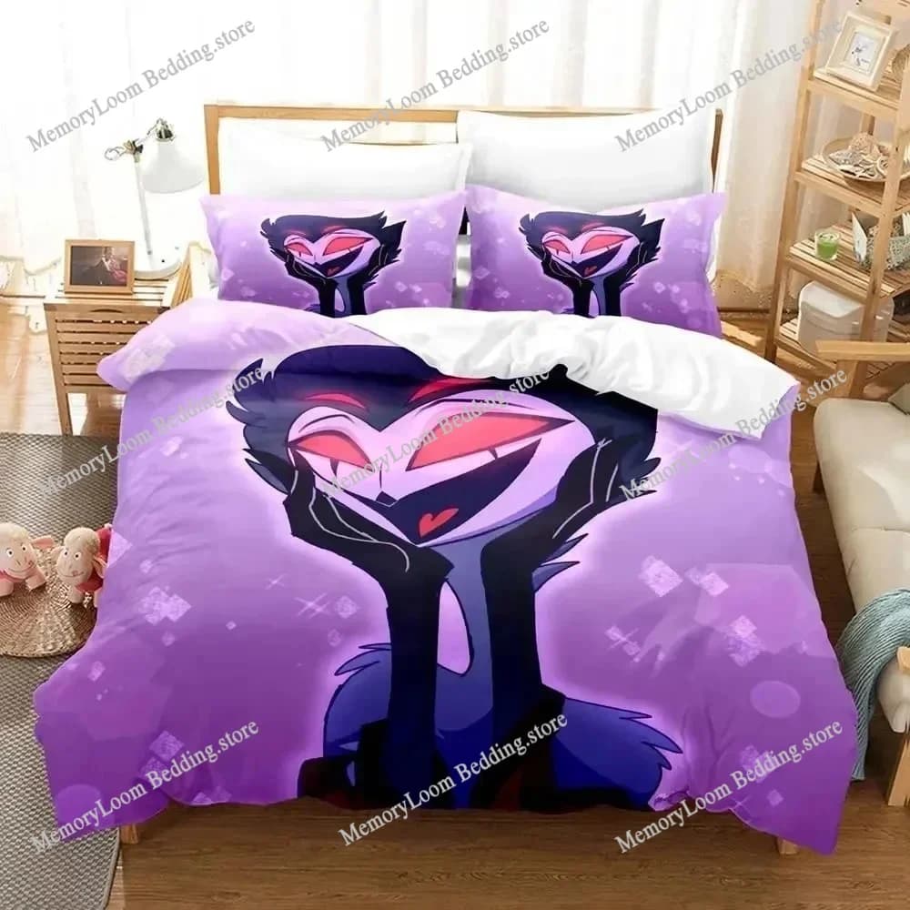 Hazbin Stolas Hotel Cute Bedding Set Cartoon Anime Adult Kid Bedroom Soft Duvet Cover 3D Print Vibrant Kawaii Anime Cozy Set