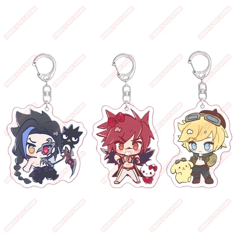League of Legends Gioco di animazione Giocattolo periferico Sett Pendenti in acrilico Portachiavi Accessorio per guarnire Figure anime Collezione d'azione