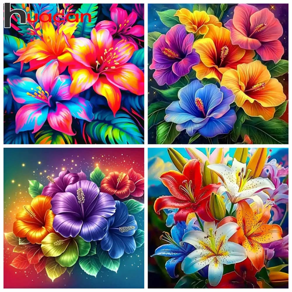 Huacan 5D Diy Diamond Painting Flower Scenery Mosaic Art Rhinestones Embroidery Kits Complete Wall Decor