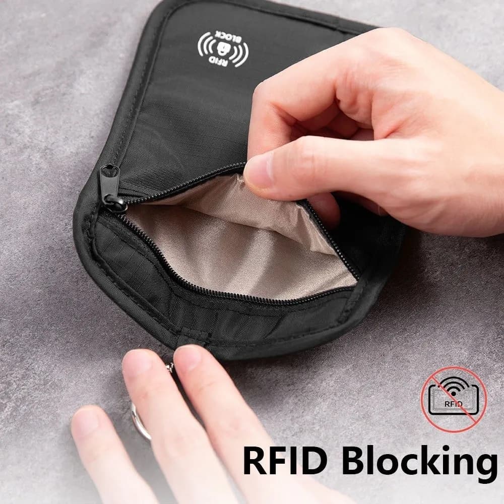 Anti-Theft Travel Wallet Waterproof With Locking Hook RFID Blocking Wallet Undercover Passport Holder Card Passport Pouch