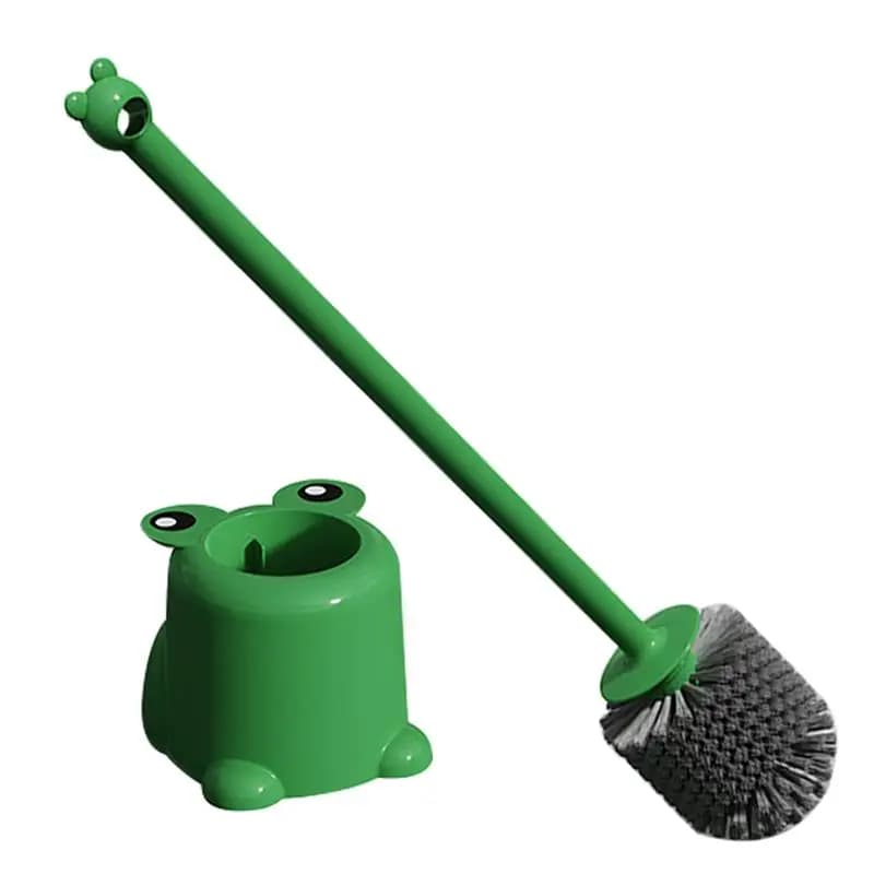 Spazzole per pulizia con setole morbide in plastica Spazzola per WC rana verde Spazzola creativa con manico lungo con accessori per il bagno con spazzola base