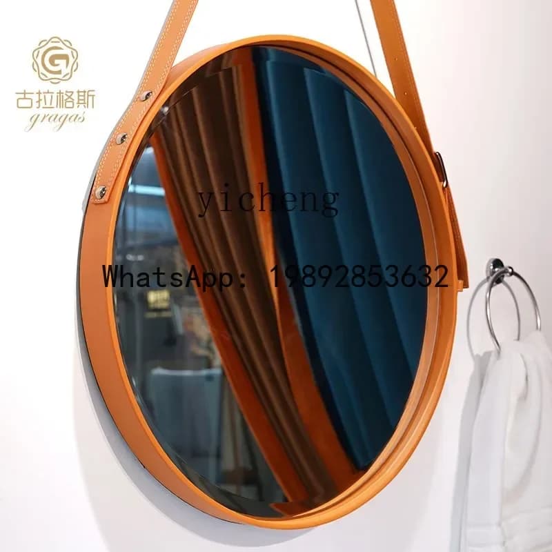 Specchio da bagno rotondo J1simple, stile semplice e lussuoso, con cinghia per il trasporto, decorativo.