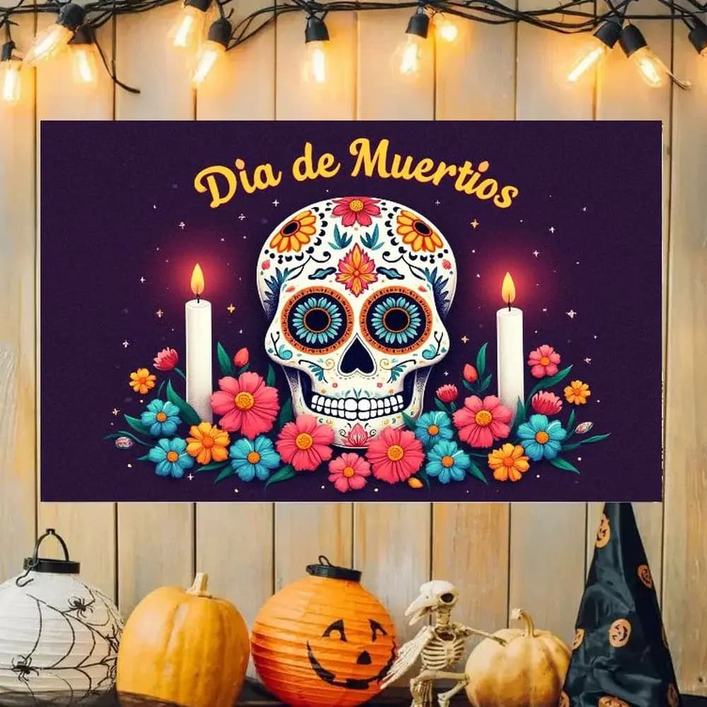 VIKAMA Halloween Nightmare Tapestry, Haunted House Scarecrow & Jack-o'-lantern Wall Hanging