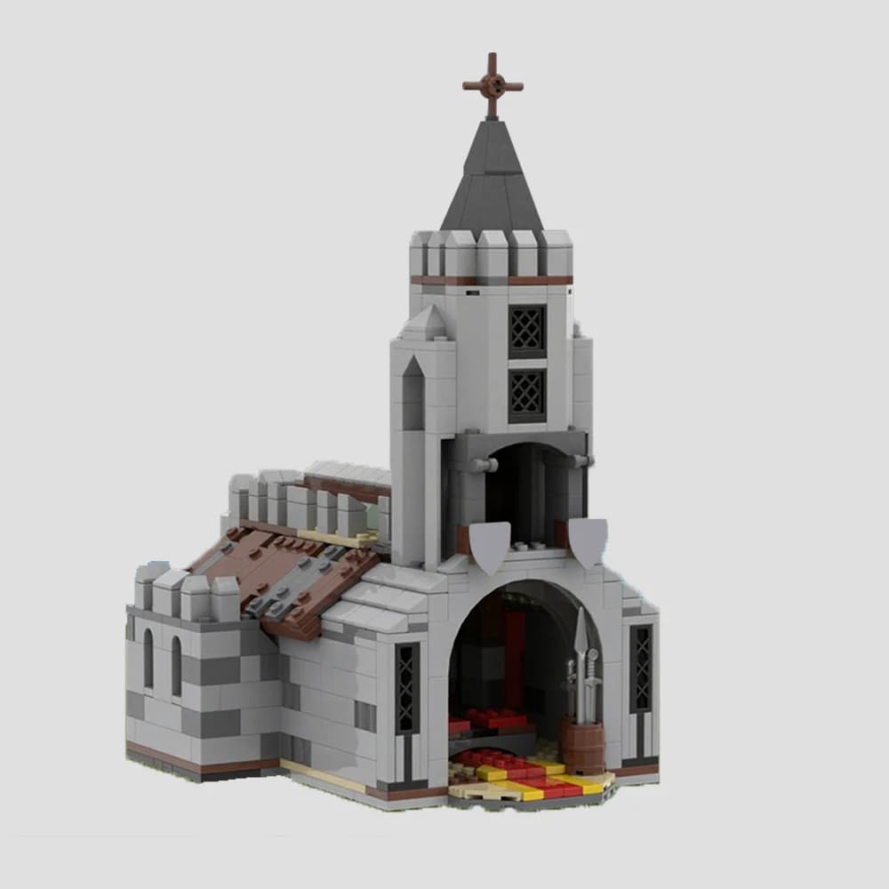 New MOC Medieval Retro Church Castle Model Building Blocks DIY Architecture City Street Scene Assembly Children's Toy Boy Gift