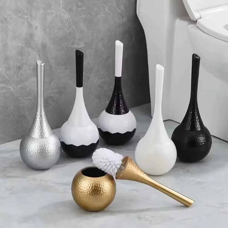 Long Handle Toilet Brush Set with Holder Stand - Bathroom Cleaning Tool, Hygienic Design for Household and Restroom Organization