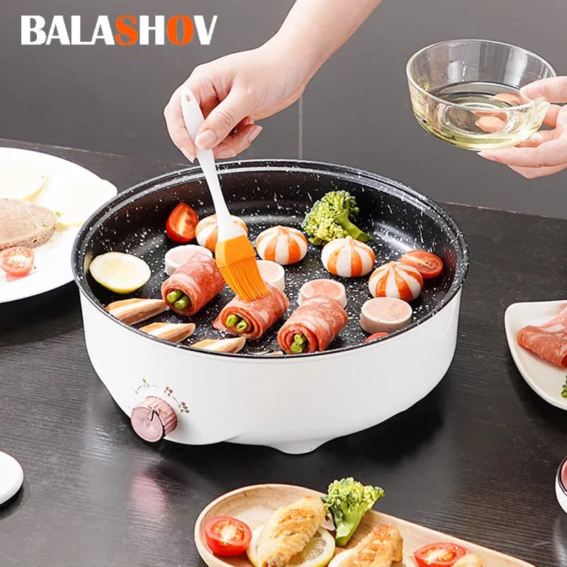 220V MultiCooker Electric Padella Househould Barbecue Steak Fish Frittata Anti-Factor Electric Machine EU Plug
