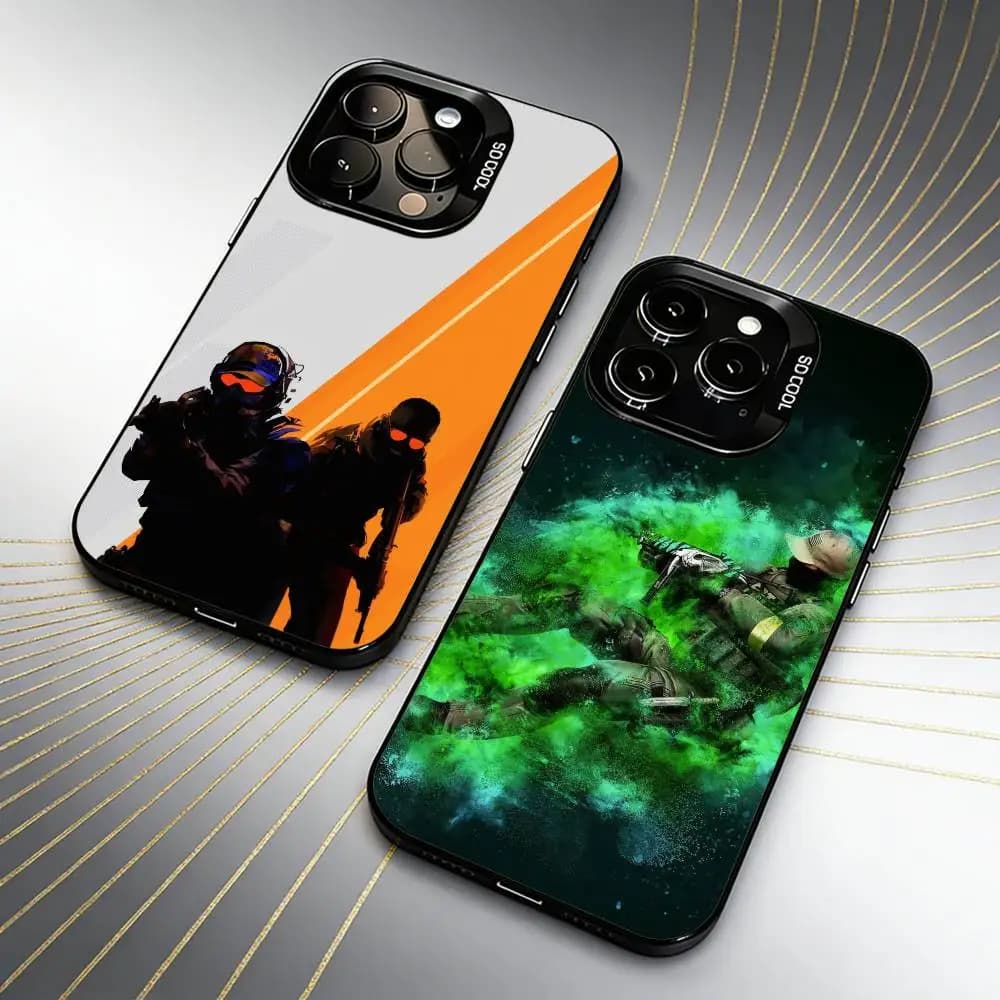 Cover per iPhone CS-GO Game C-Counter S-Strike 2, nera opaca antiurto, per iPhone 16 17 15 14 12 13 Pro Max