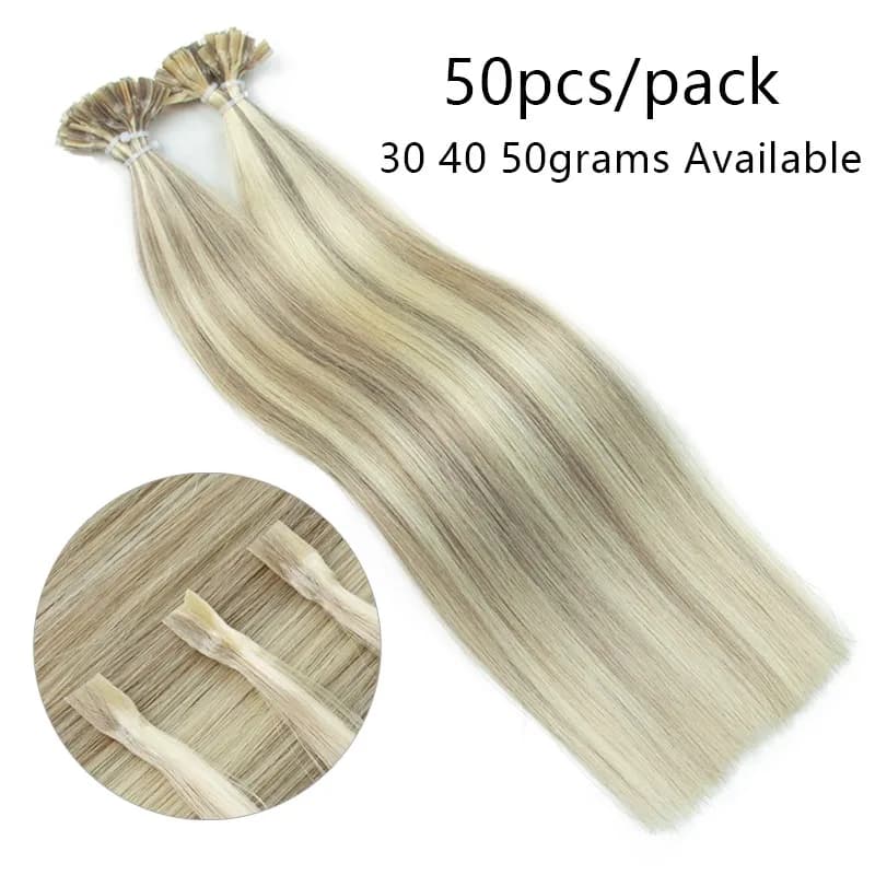 Extensioni per capelli a punta a K Hot Fusion, in vero capello umano, 1 cm, con cheratina italiana, applicazione a macchina, Remy, 12-24 pollici, 30 40 50 g/confezione