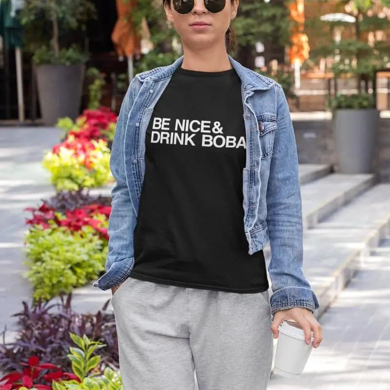 Be Nice And Drink Boba T Shirt Bubble Tea Lover Divertente Kawaii Giappone Corea K Pop Positivity