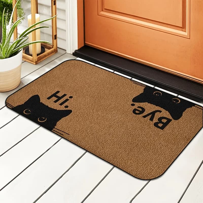 VIKAMA Social Cat Welcome Doormat Tappetino per ingresso, resistente alle macchie e antiscivolo, per bagno e toilette, decorazione per la casa